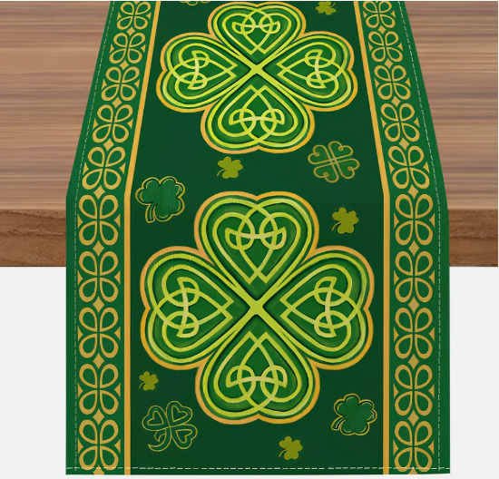 Vintage St. Patrick\'s Day Table Runner St Patricks Day Decorations, Green Clover