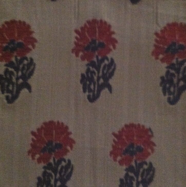 CLARENCE HOUSE Hill Brown Lucknow Red Navy Floral Woven Remnant New 