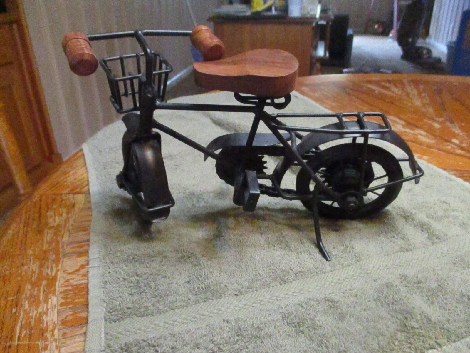 Vintage Mini Metal Bicycle Wood Handles And Seat Home Decor