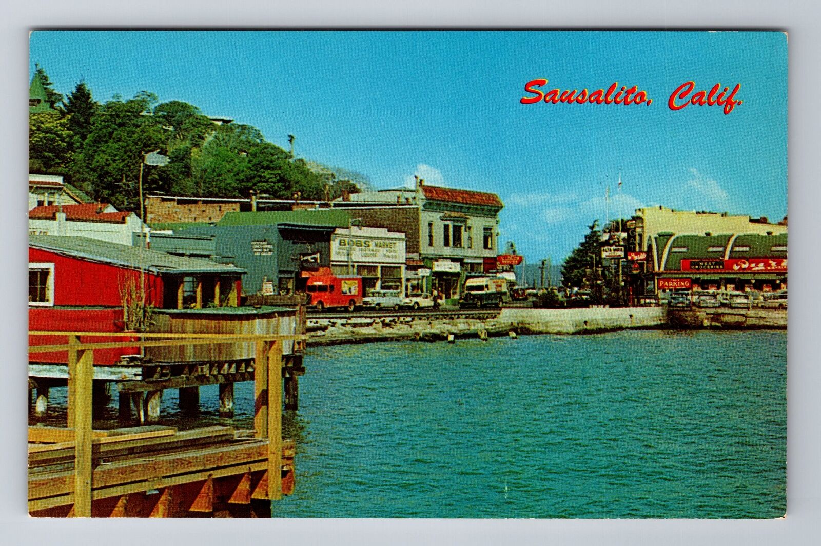 Sausalito CA-California, Scenic View Of Shops, Antique, Vintage Postcard