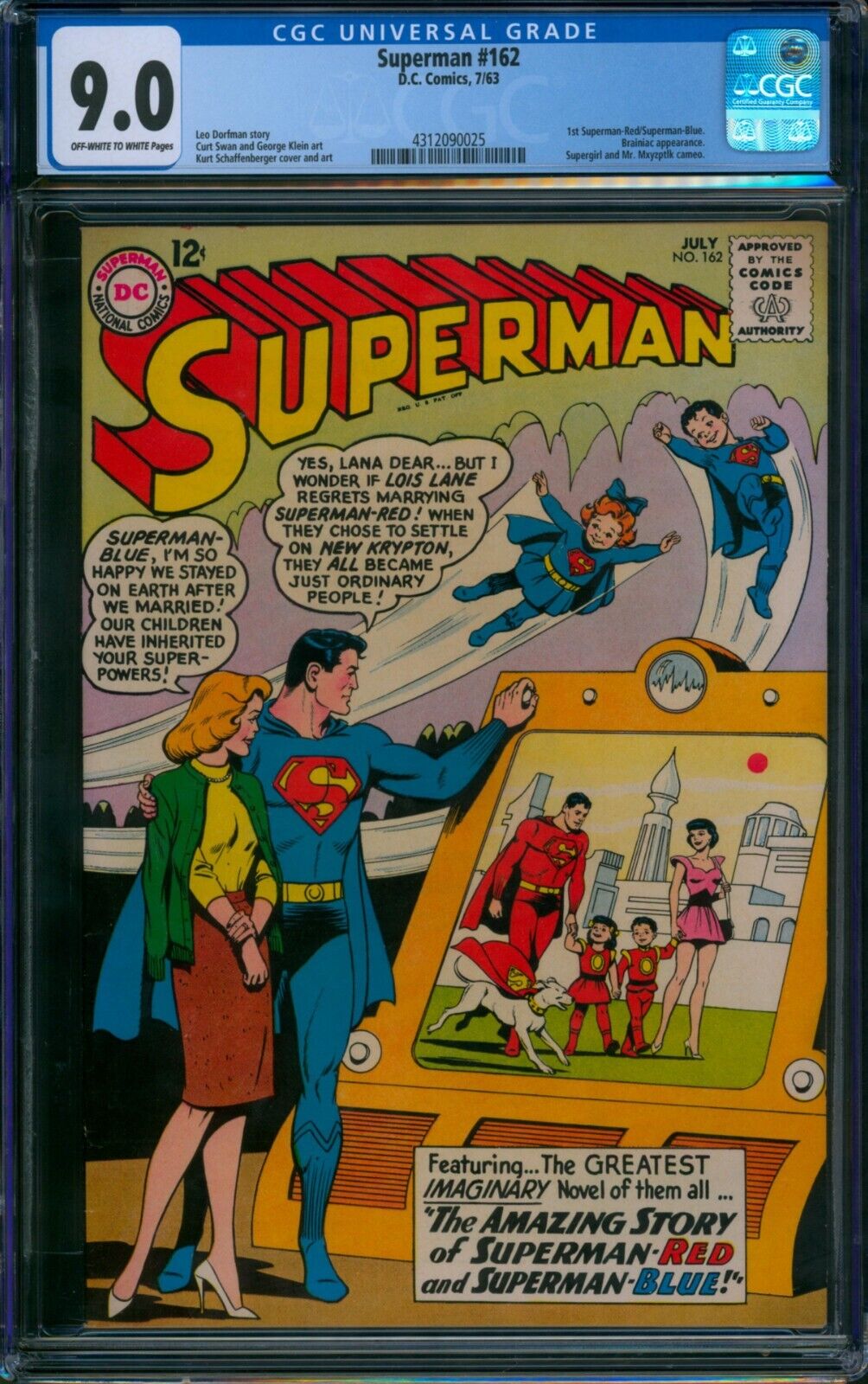 Superman #162 ⭐ CGC 9.0 ⭐ 1st Superman-Red / Blue Silver Age DC Comic 1963