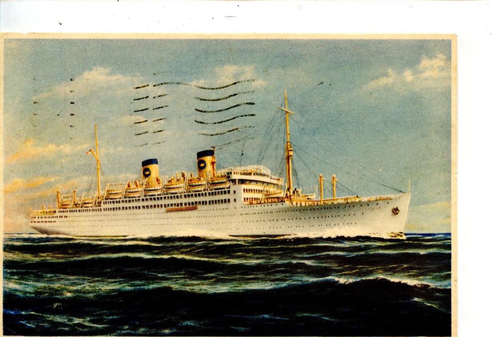 M/S Italia Passenger Ship-Home Lines-Vintage 1955 Postcard