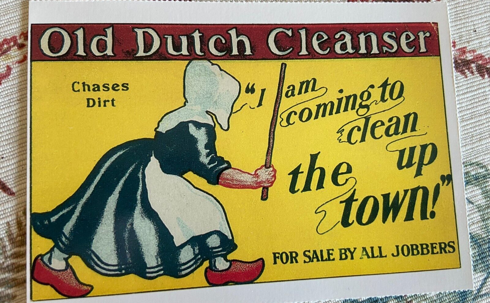 vintage advertising  postcard Old Dutch cleanser clean up job dutch maid