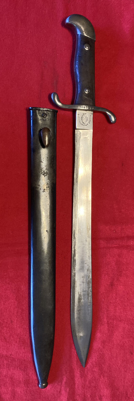 M. 1909 Argentine Bolo Short Sword , Matching Scabbard Numbers, with Sharpening