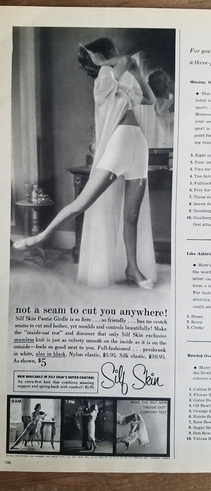 1957 women's SILF SKIN pantie girdle not a scene to cut you anywhere ad