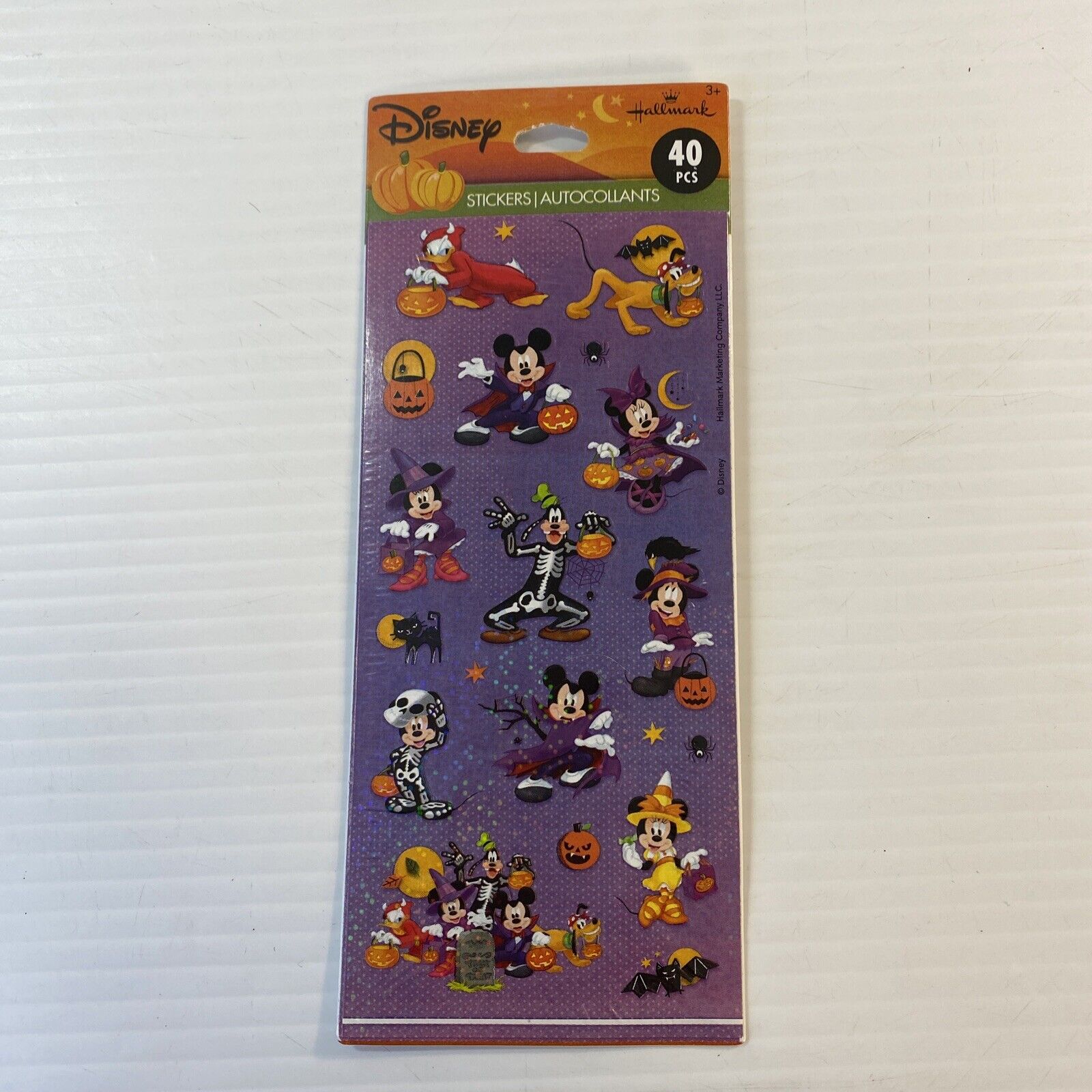 Disney Hallmark Halloween Holographic Stickers New Mickey Minnie Goofy 40 Pcs