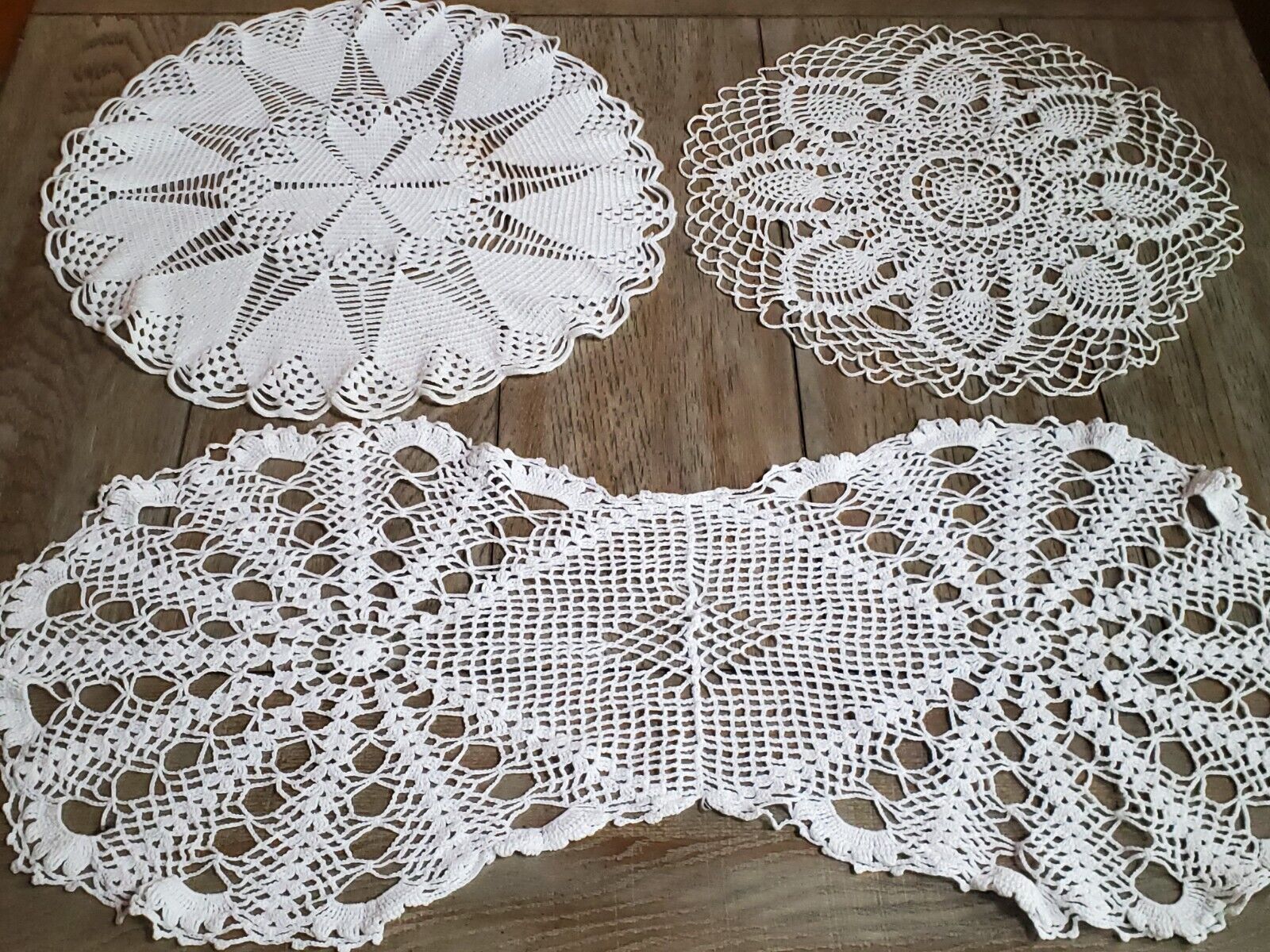 3 LOT Vintage Table Top Crochet Lace DOILIES White