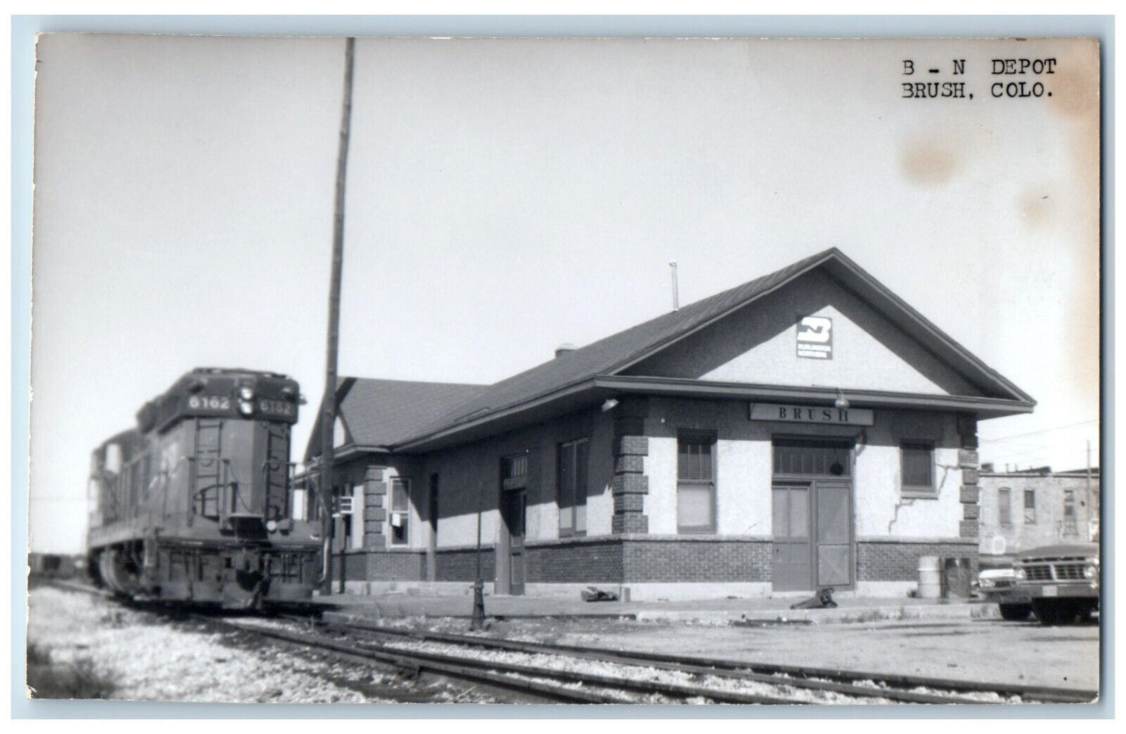 Brush Colorado CO Postcard Railroad B - N Depot c1950\'s Vintage RPPC Photo