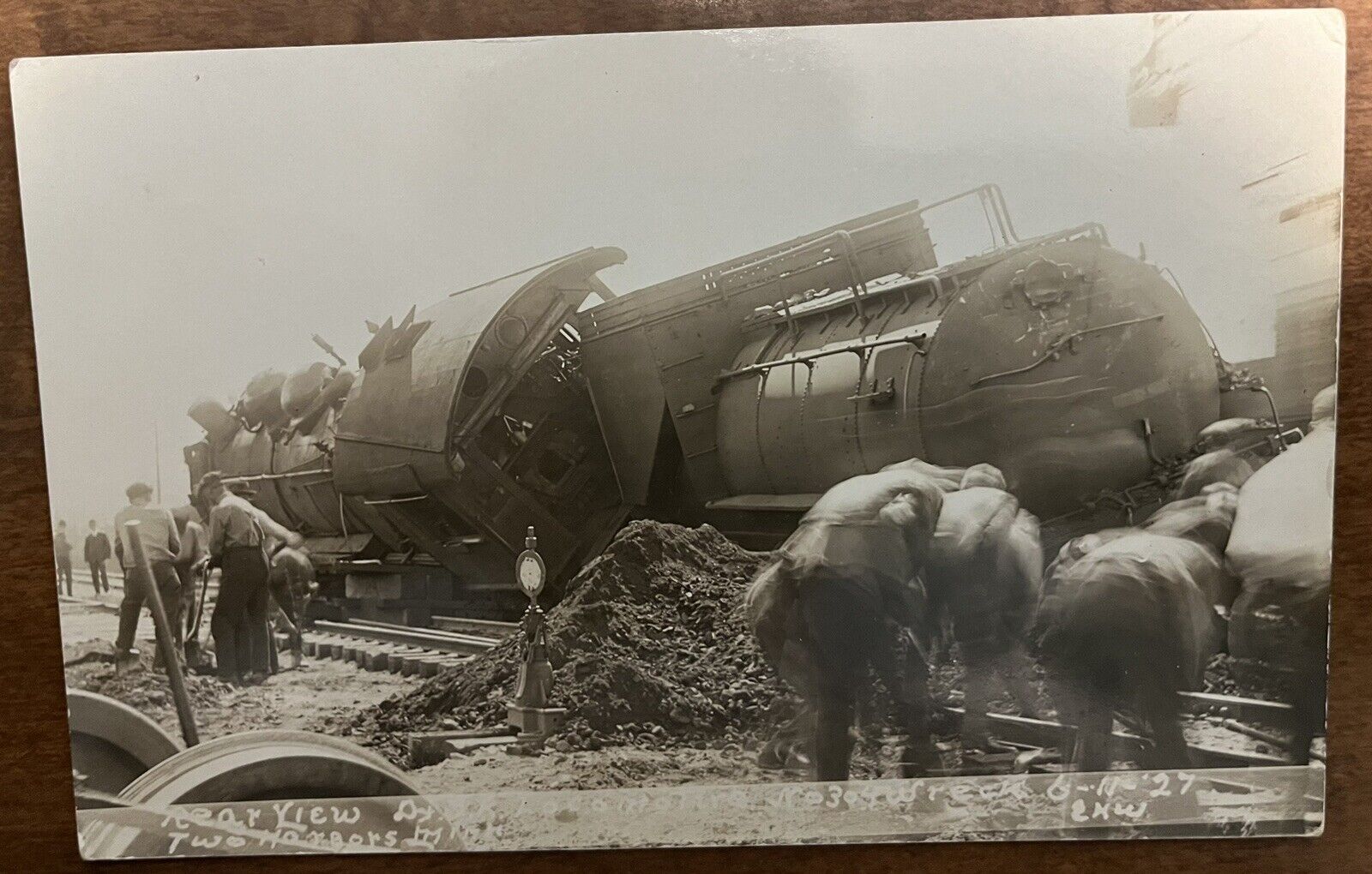 RPPC Train Wreck Accident Railroad TWO HARBORS MN Minnesota 1927 Postcard