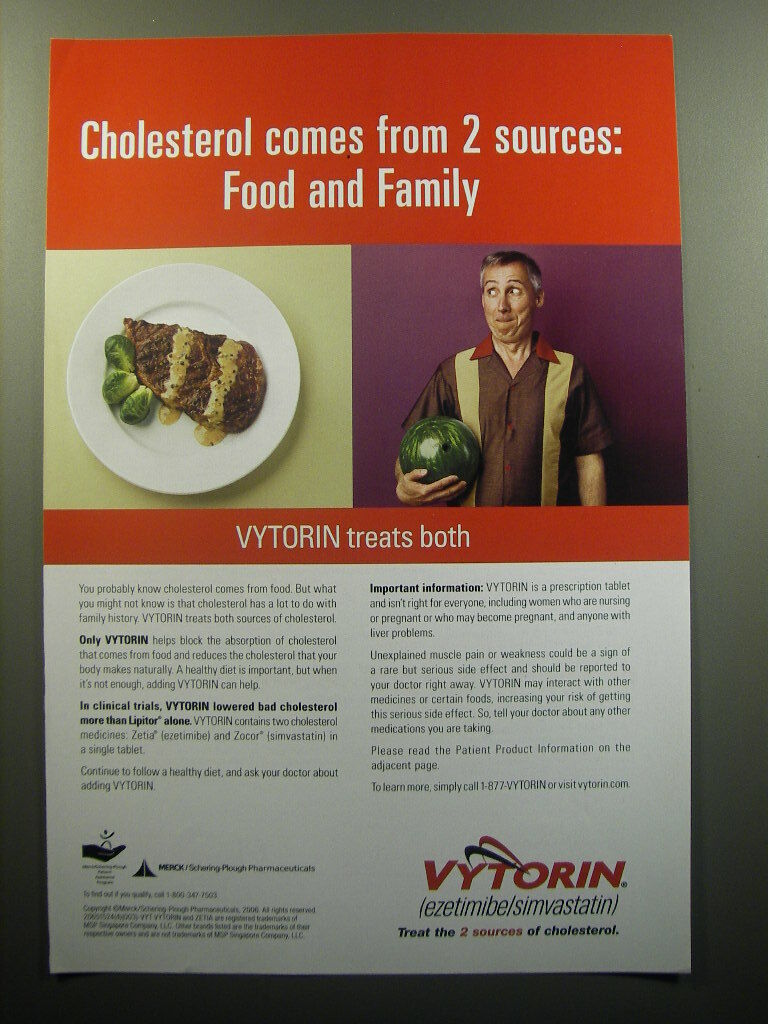 2007 Merck Vytorin Ad - Cholesterol comes from 2 sources: Food and Family