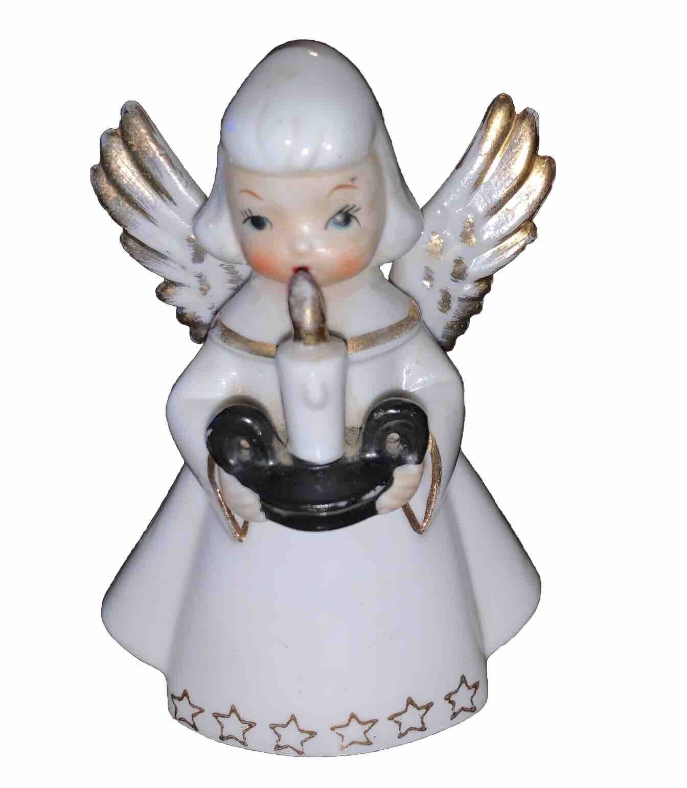 Vintage Japan Angel With Candle Figurine Wings Porcelain Ceramic #59