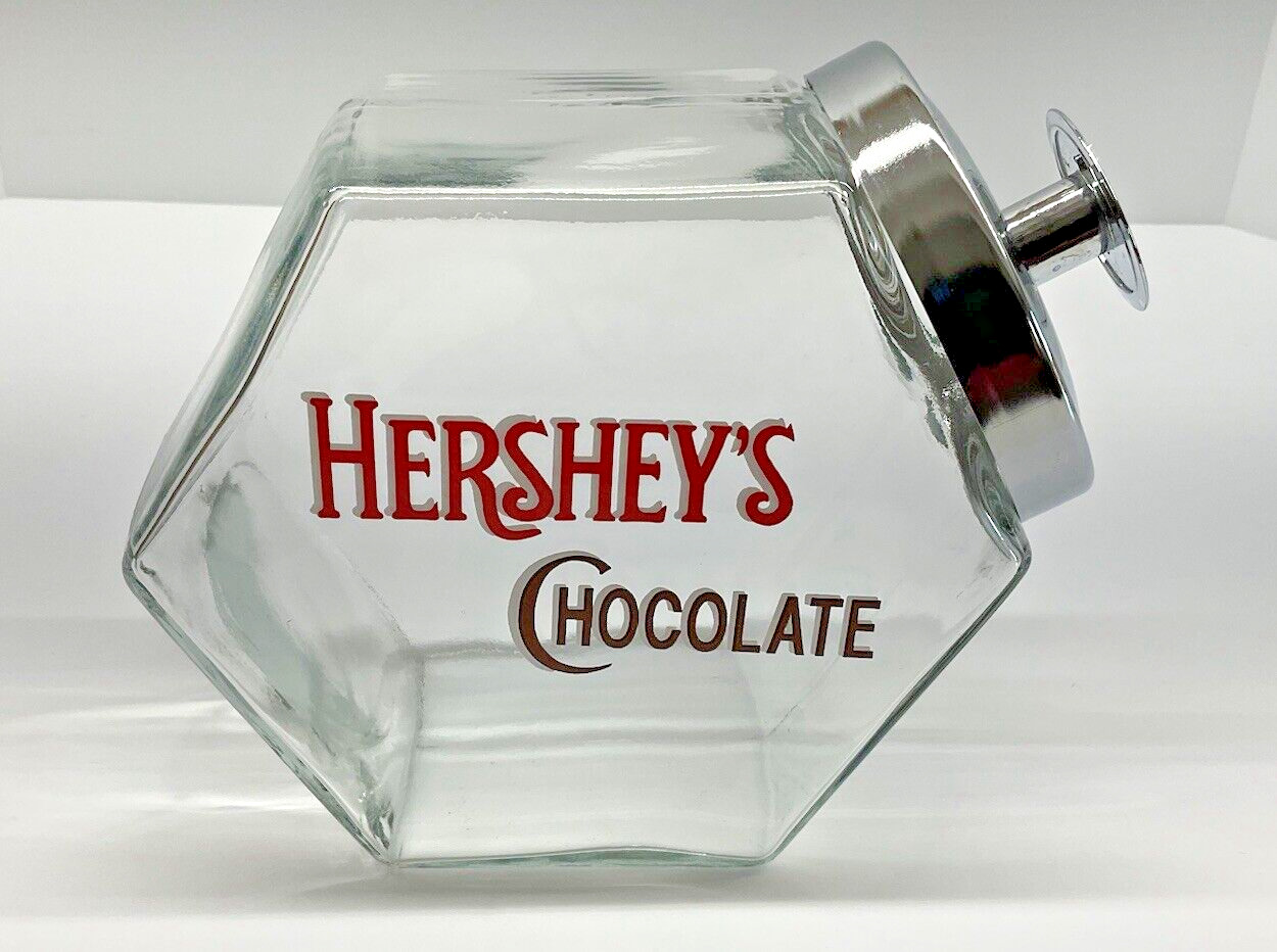 Vintage Collectible Hershey’s Chocolate Canister Container Jar Metal Lid Pantry