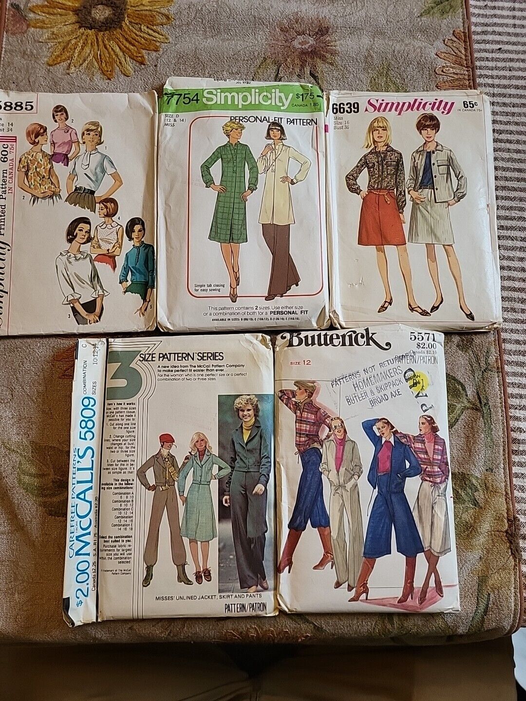 Lot of 5 Vintage Simplicity & Butterick & McCall\'s Patterns
