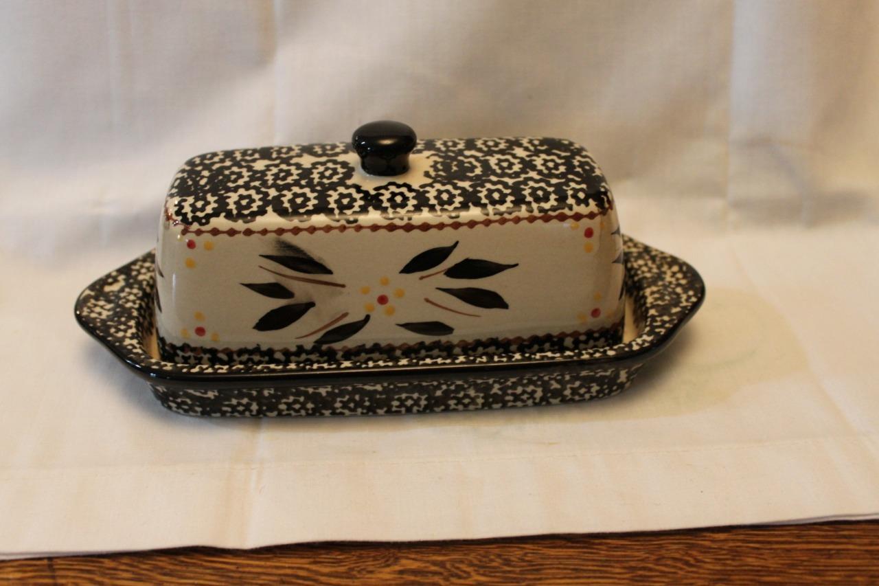 Temptations Old World Covered Butter Dish Black