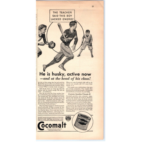 1934 Print Ad Cocomalt Delicious Food Drink Vitamin D Be At The Head of Class