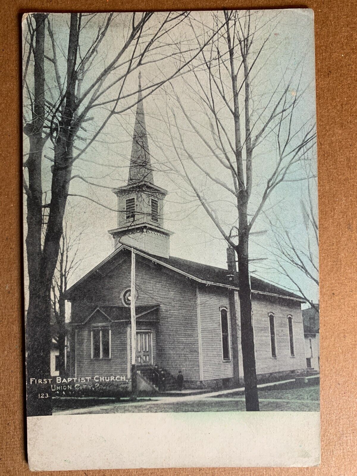 Postcard Union City PA - c1900s First Baptist Church