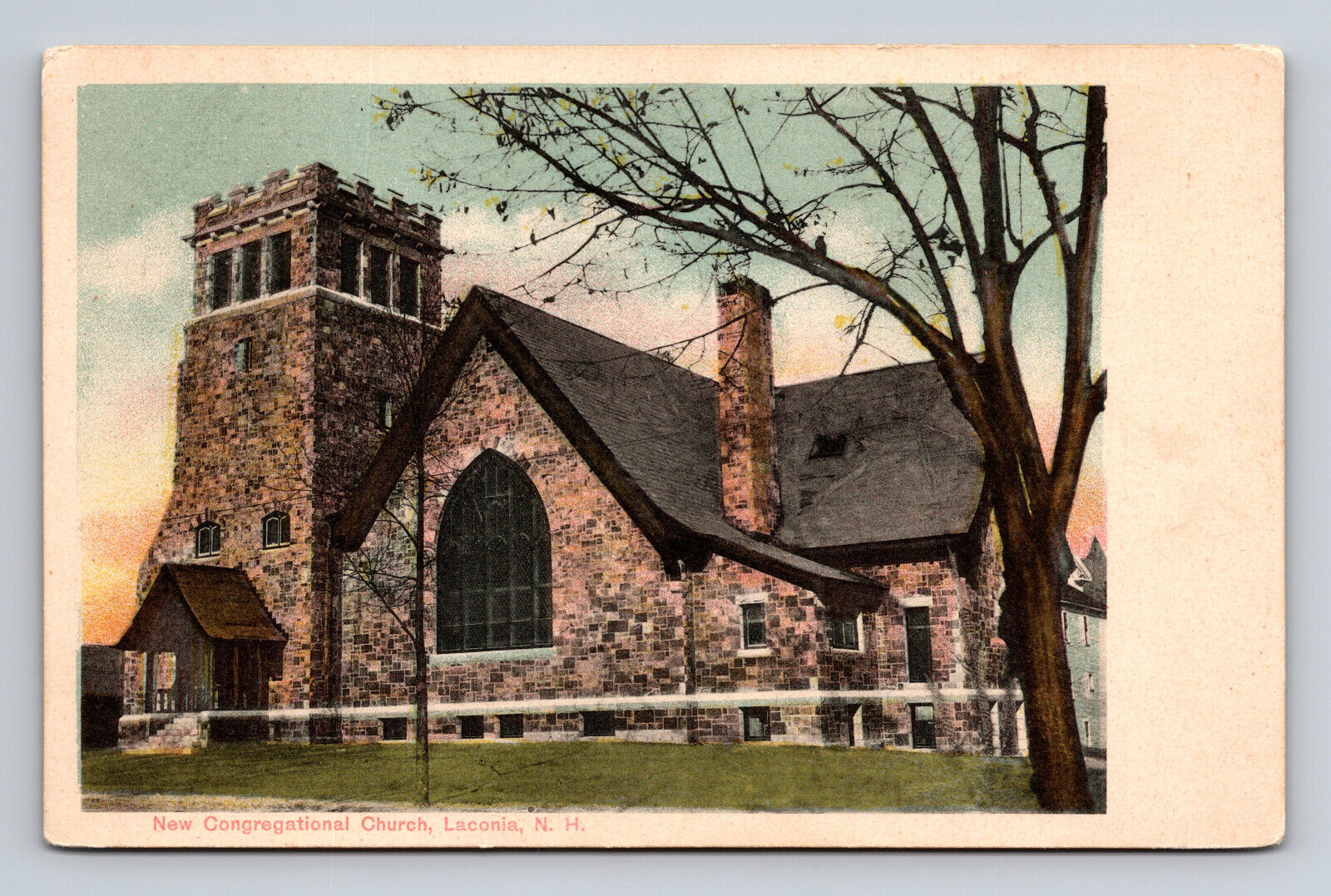 Early Postcard New Congregational Church Laconia NH UDB Posted 1905