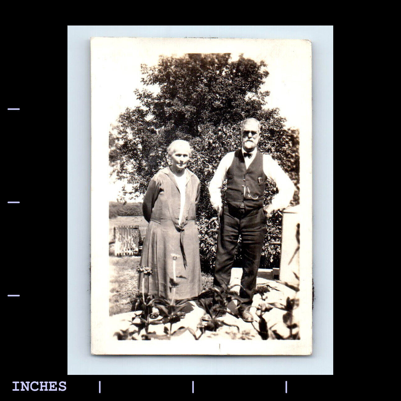 Vintage Photo OLDER MAN AND WOMAN STANDING OUTSIDE