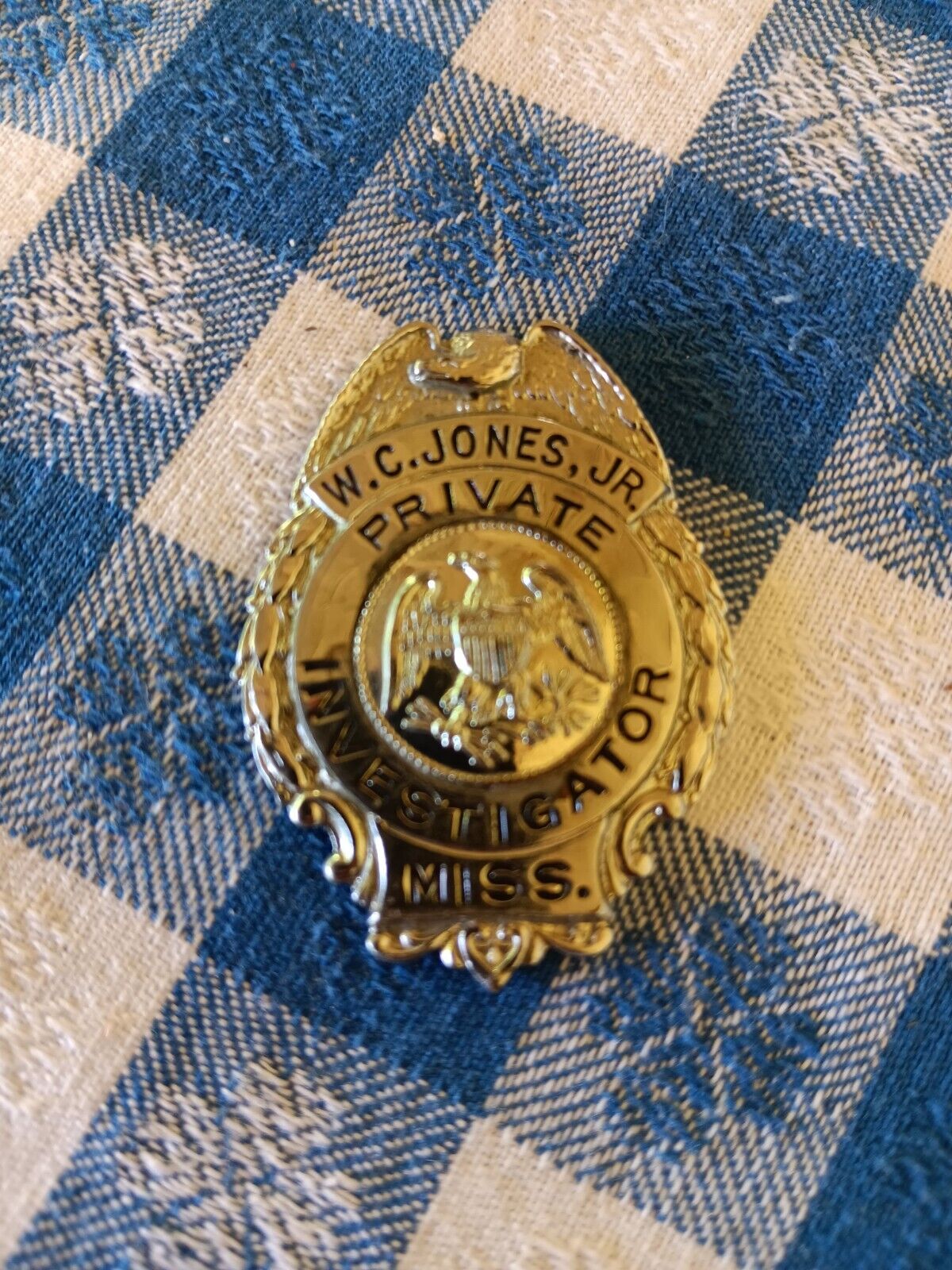 Vintage Obsolete Mississippi Private Investigator Badge (Broke Pin)