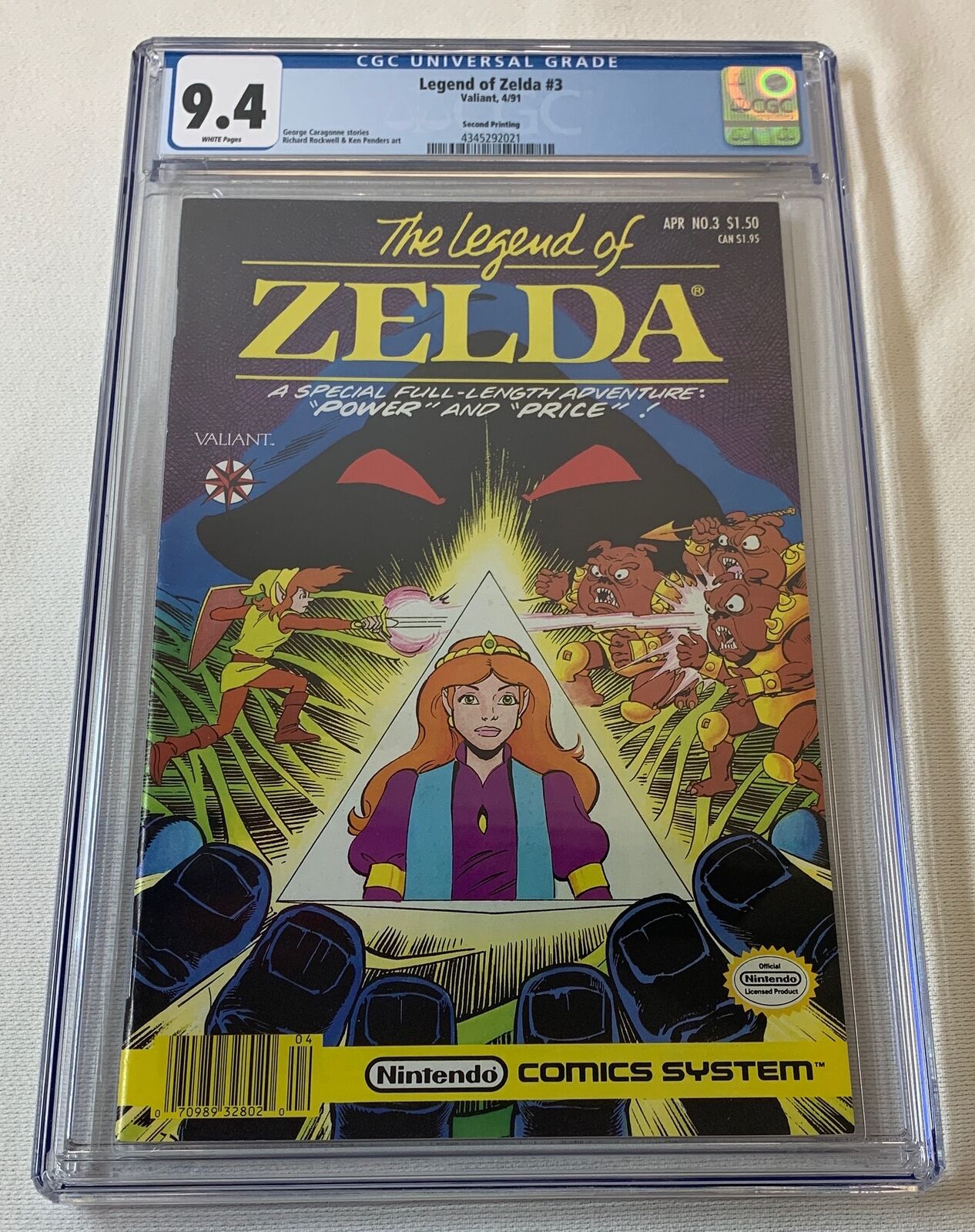1991 Valiant Nintendo LEGEND OF ZELDA #3 ~ 2nd print ~ CGC 9.4