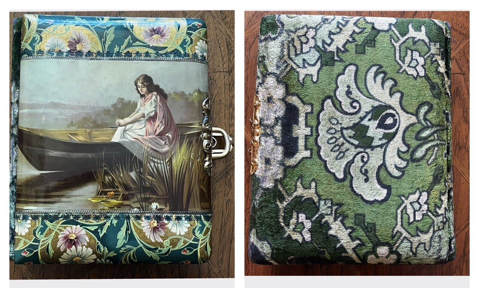 Antique Victorian 1800’s Cabinet Card Photo Album Celluloid Velvet Clasp Empty