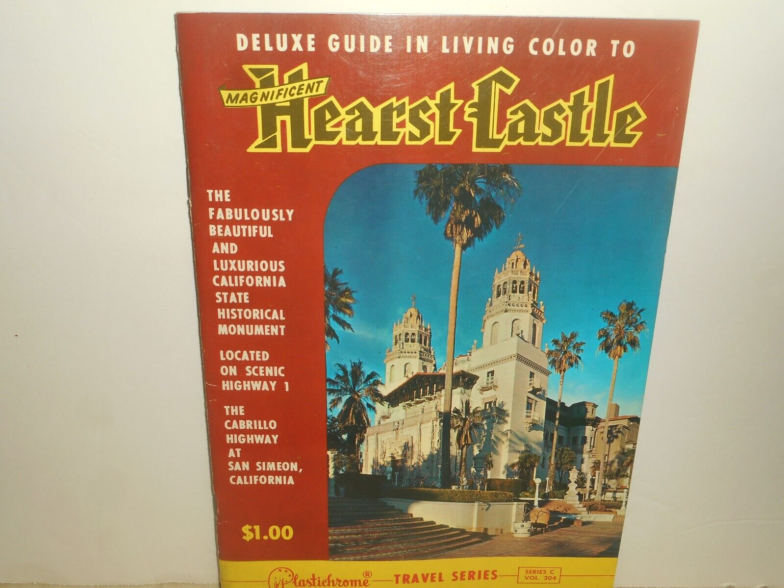 HEARST CASTLE Deluxe Guide in Living Color PLASTICHROME Travel Series Book 1960s