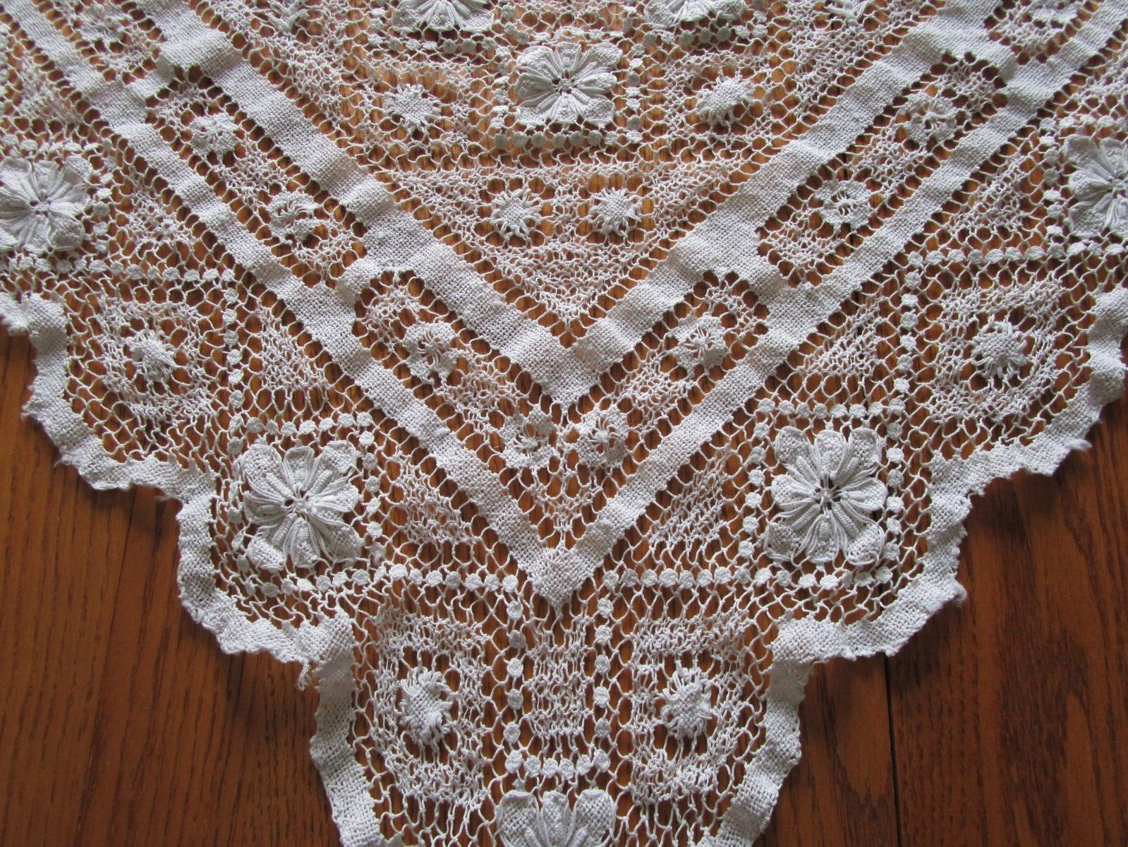 Vintage White Lace Tablecloth-72 x 56