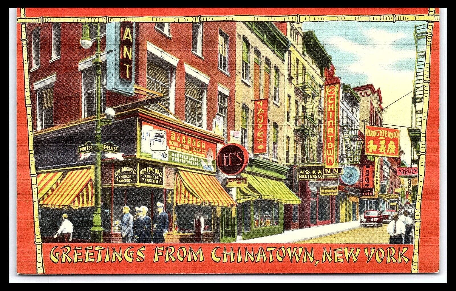 Greetings Chinatown New York Linen Postcard The Wonder City Posted  pc225