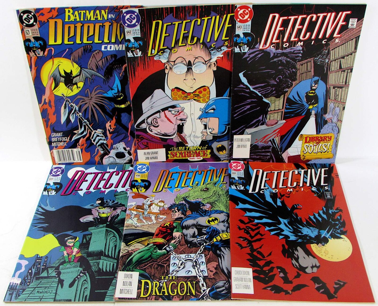 Detective Lot of 6 #621, 642, 643, 649, 650, 651 DC (1990) 1st Print Comics