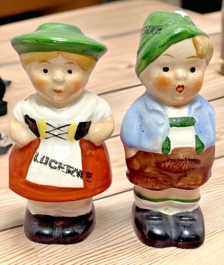 Goebel Salt Pepper Shakers Figurines Germany Lucerne porcelain figural Vintage