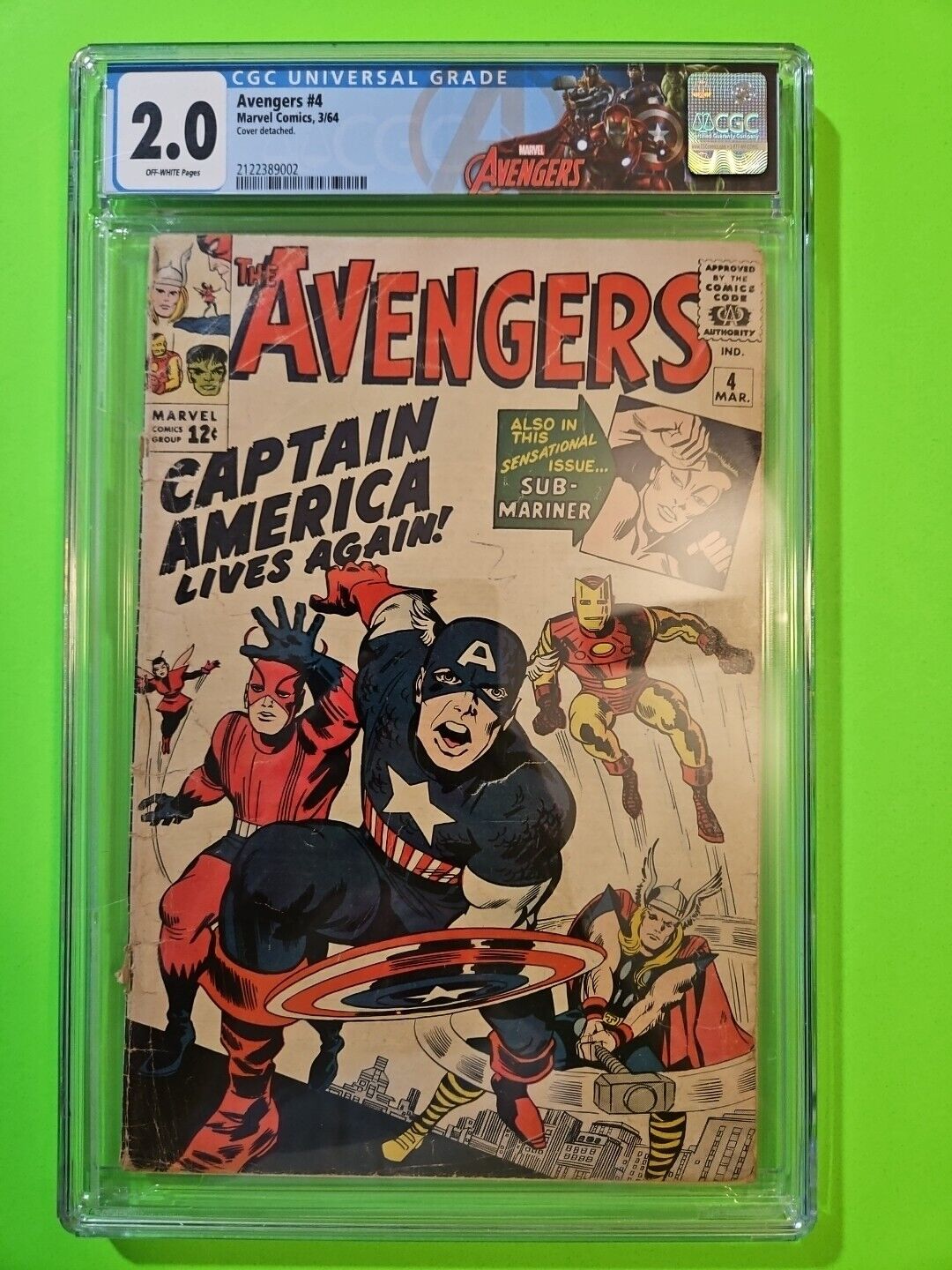 Avengers #4 FIRST Silver Age Captain America CGC 2.0 AVENGERS LABEL 