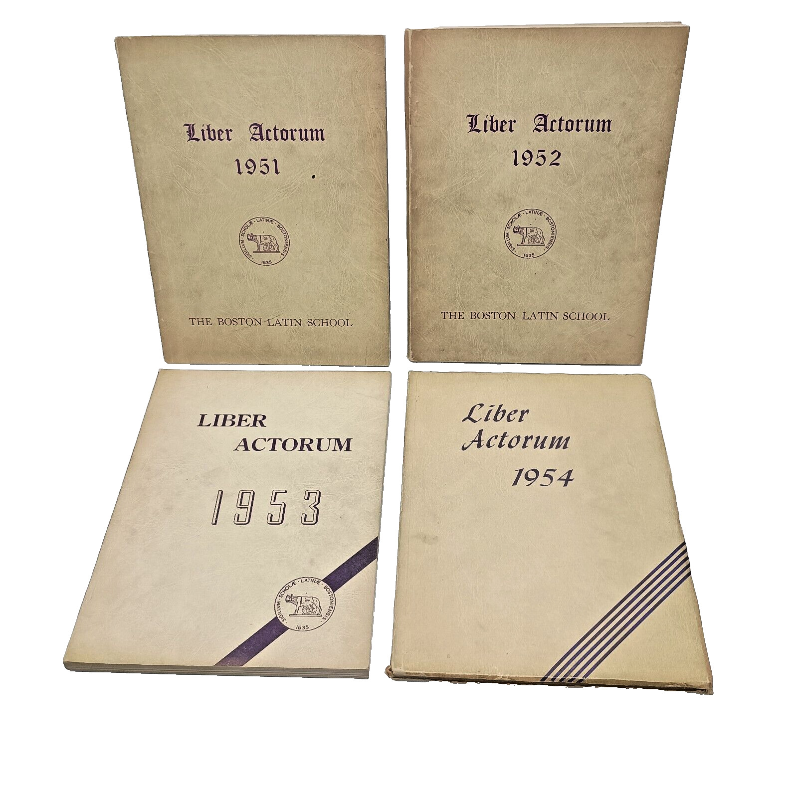 4 antique Boston Latin School LIBER ACTORUM 1951 - 1954 yearbooks books