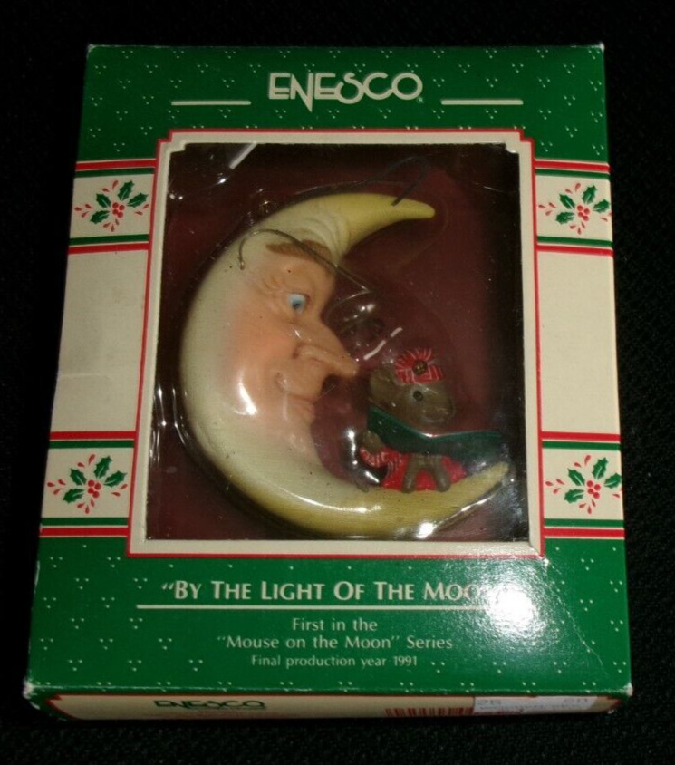 Vintage ENESCO By the Light of the Moon Ornament 1st in the Mouse Moon 1989 SO39