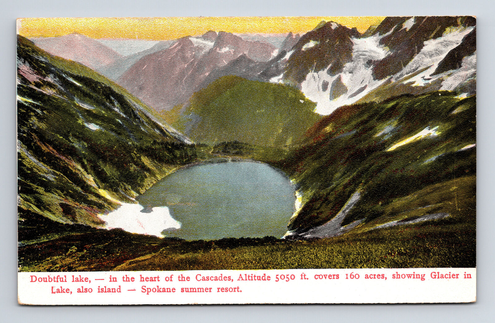 Scenic View Doubtful Lake Cascade Range Spokane Washington WA Postcard