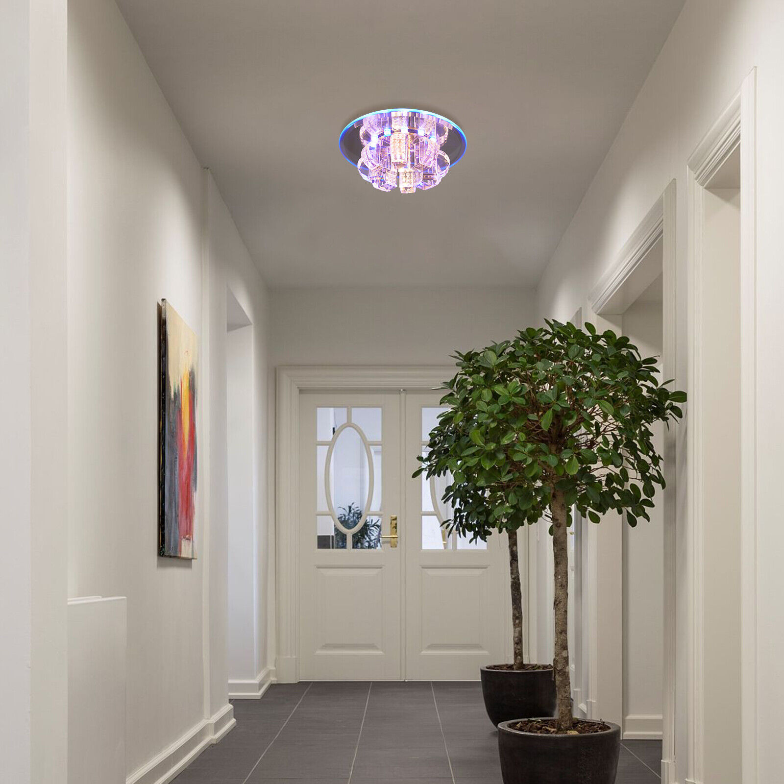 Modern Crystal LED Ceiling Light Flush Mount Chandelier for Bathroom Bedroom 