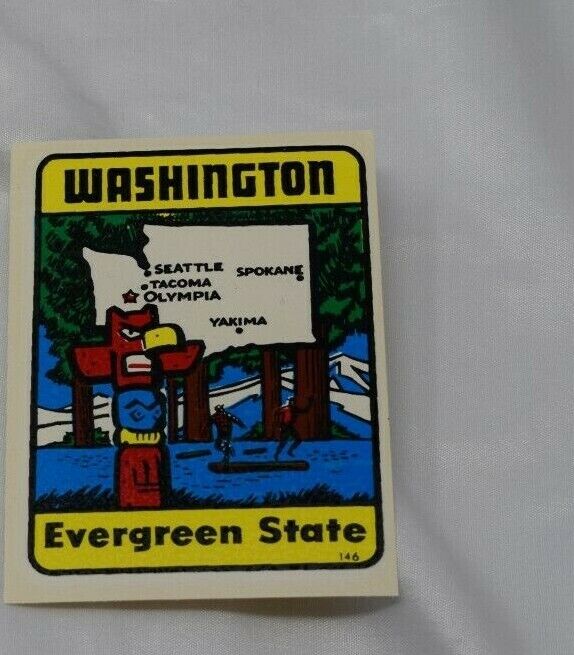 Vtg Washington State Souvenir Decal Evergreen State146 Sleeve, Baxter Lane Co