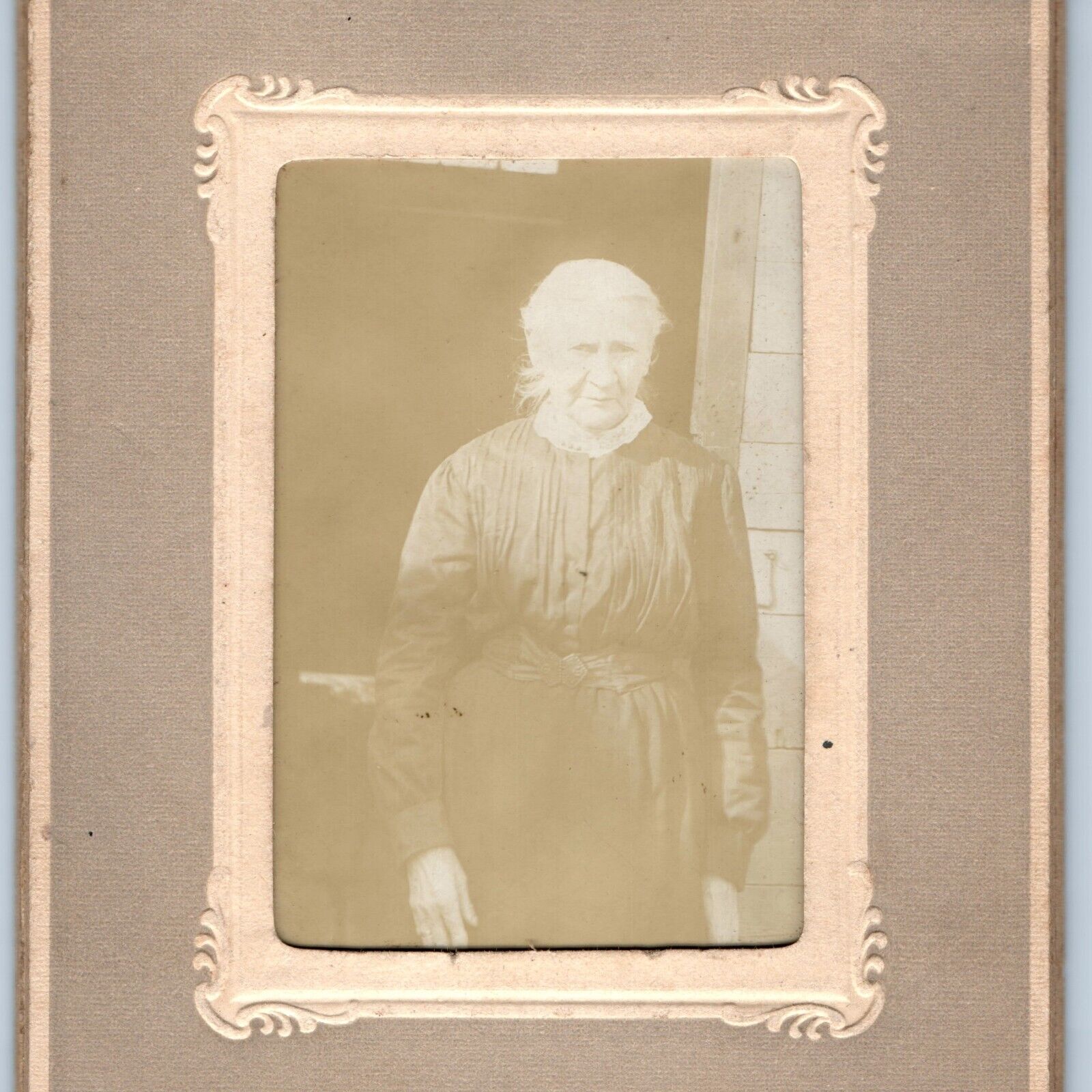 c1900s Framed Old Lady Real Photo Unknown Woman / Location Antique OOAK B9