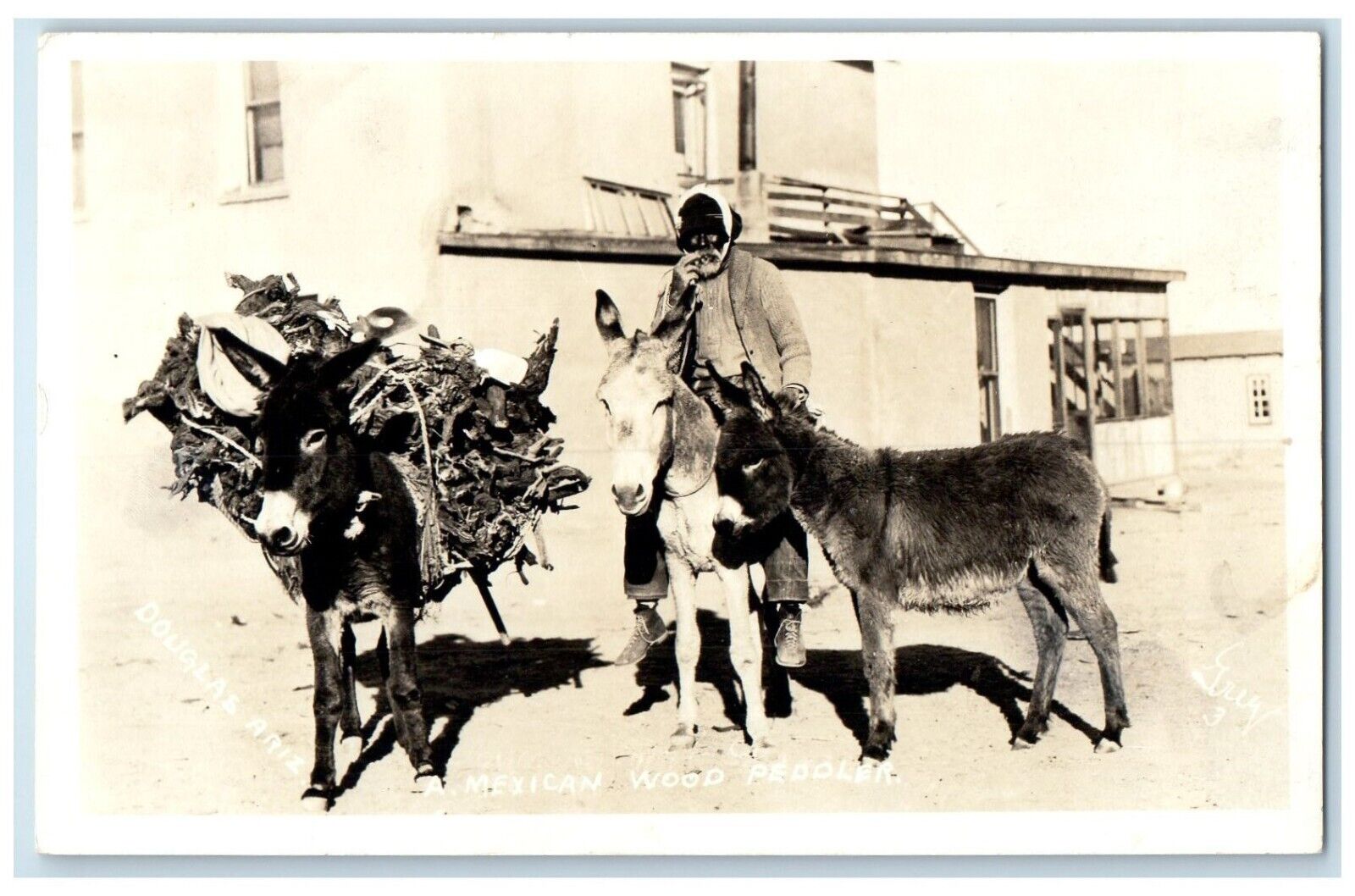 c1910's A Mexican Wood Peddler Douglas Arizona AZ RPPC Photo Antique Postcard
