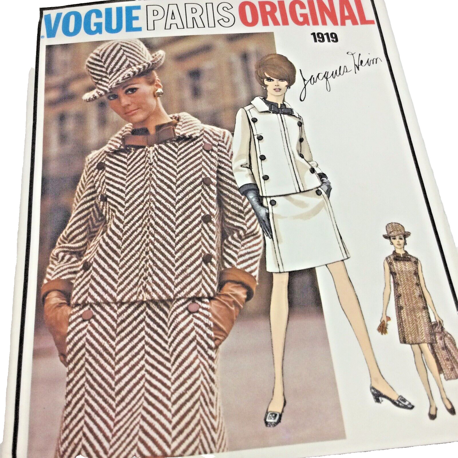 Jacques Heim Vogue Paris Original Pattern #1919 Mod Dress & Jacket Sz 8 UNCUT 