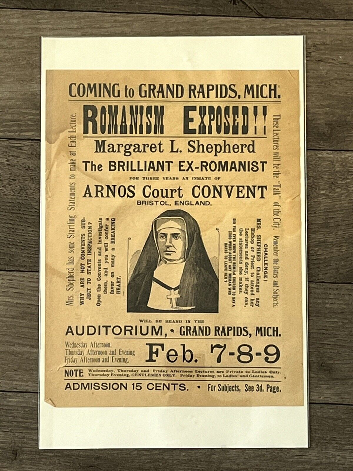 Romanism Exposed Brochure Grand Rapids, Michigan 1890\'s Margaret L Shepherd