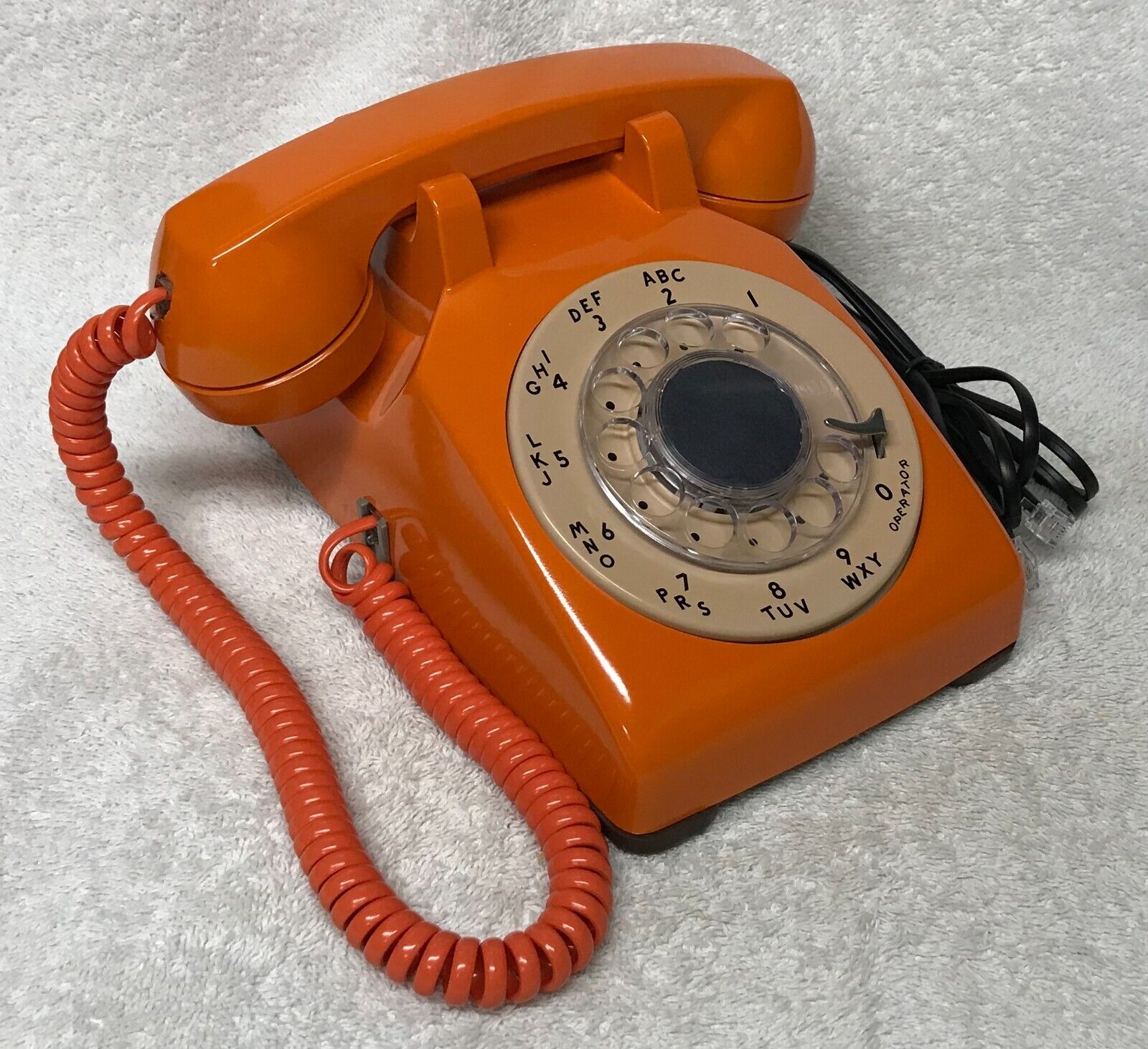 Vintage 1950s WESTERN ELECTRIC A/B 554 (1-59) ORANGE Rotary Desk Top Telephone