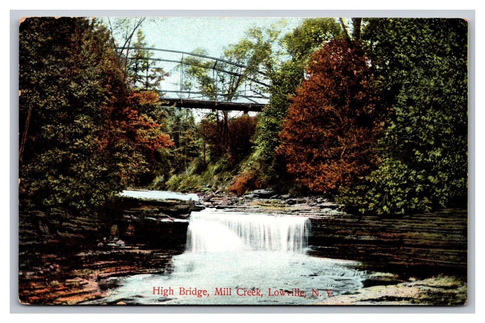 Lowville NY High Bridge Mill Creek Undivided Back Postcard