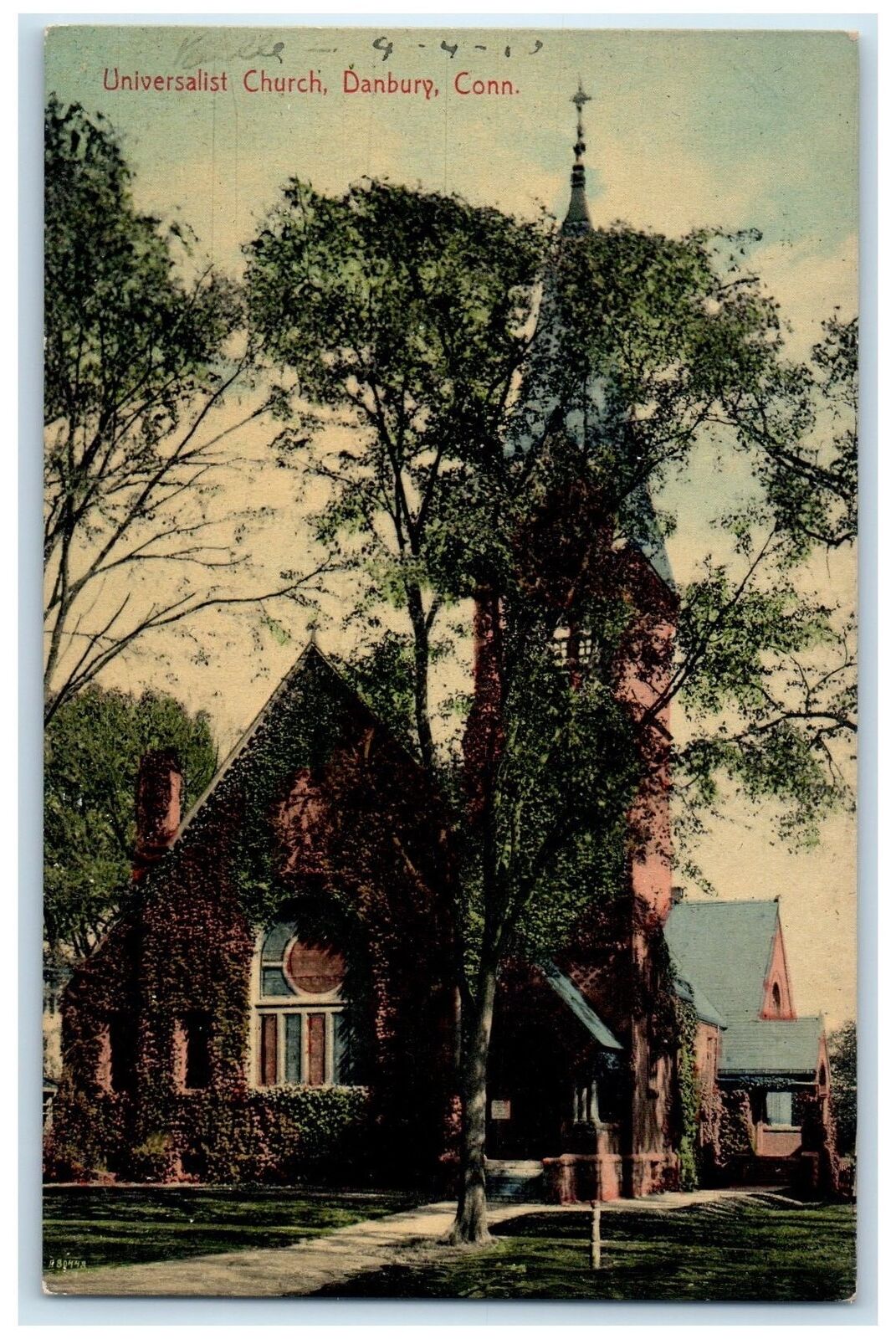 c1920\'s Universalist Church Exterior Danbury Connecticut CT Unposted Postcard