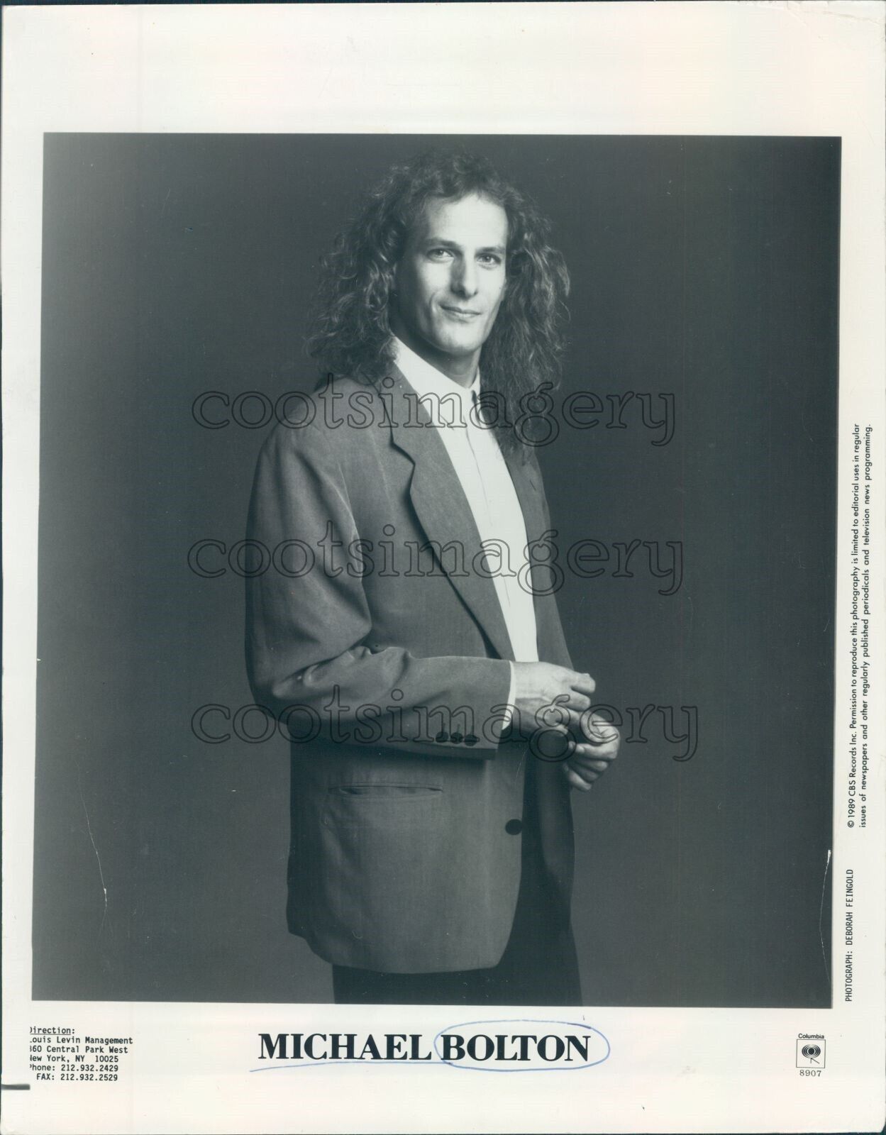 1989 Press Photo Famed Ballad Singer Michael Bolton 1980s