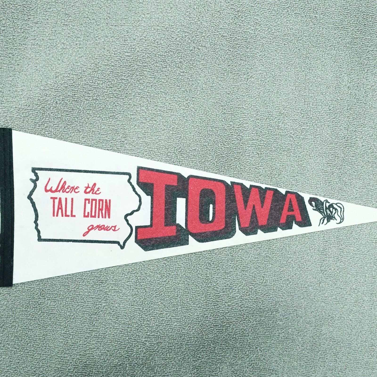 Vintage Souvenir Pennant Iowa Where The Tall Corn Grows Red White