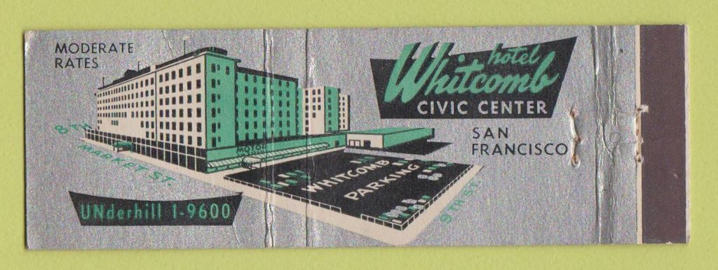 Matchbook Cover - Hotel Whitcomb San Francisco CA