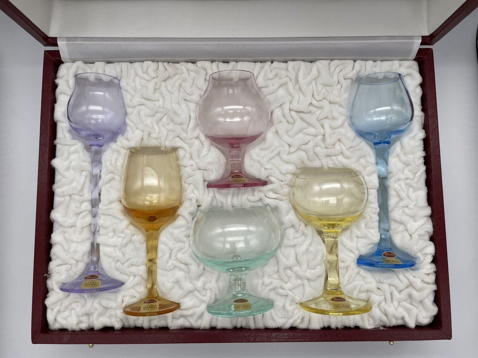 RARE 1920s Moser Glass Mini Snifter Set of 6 with Case Lead Free Czech Bohemian