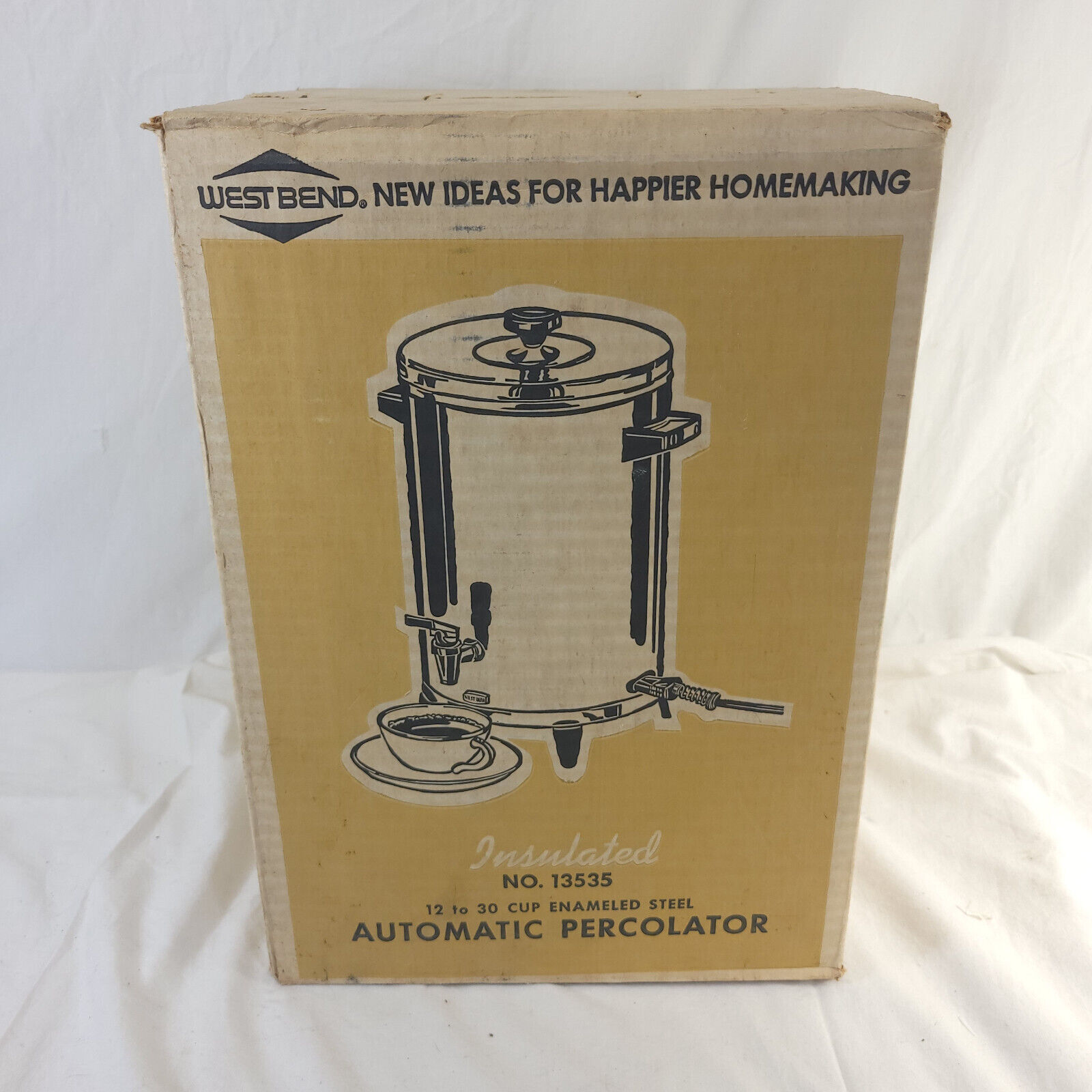 Vintage West Bend Coffee Percolator 13535 Insulated Auto Party 30 Cup USA