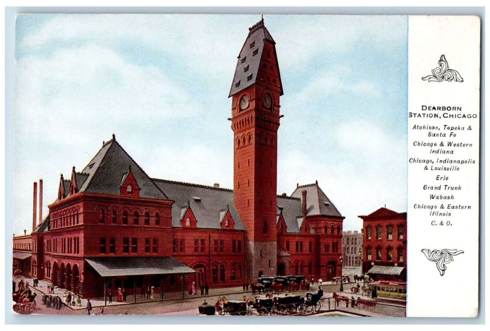 Chicago Illinois IL Postcard Dearborn Station Exterior Building c1910\'s Vintage