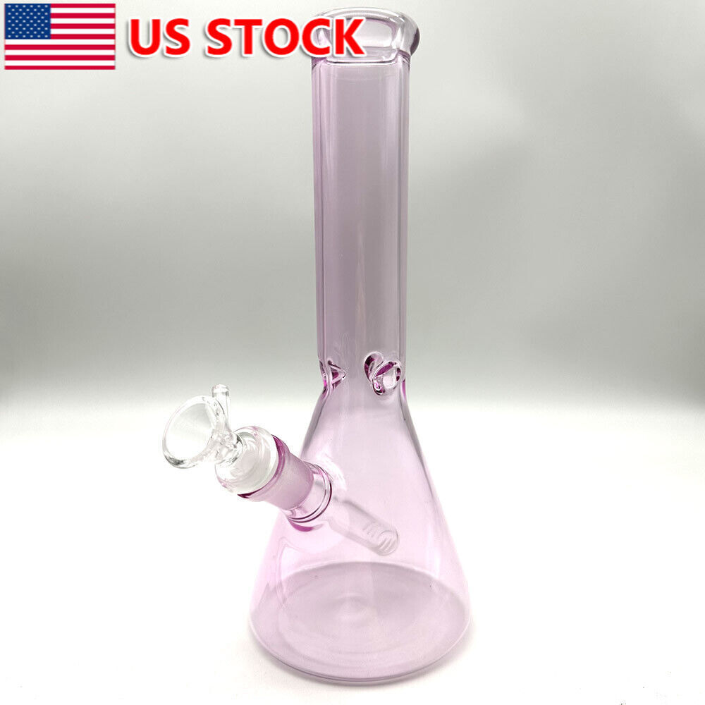 10 inch Pink Glass Bong Hookah Smoking Water Pipe Bubbler Beaker + Glass Bowl